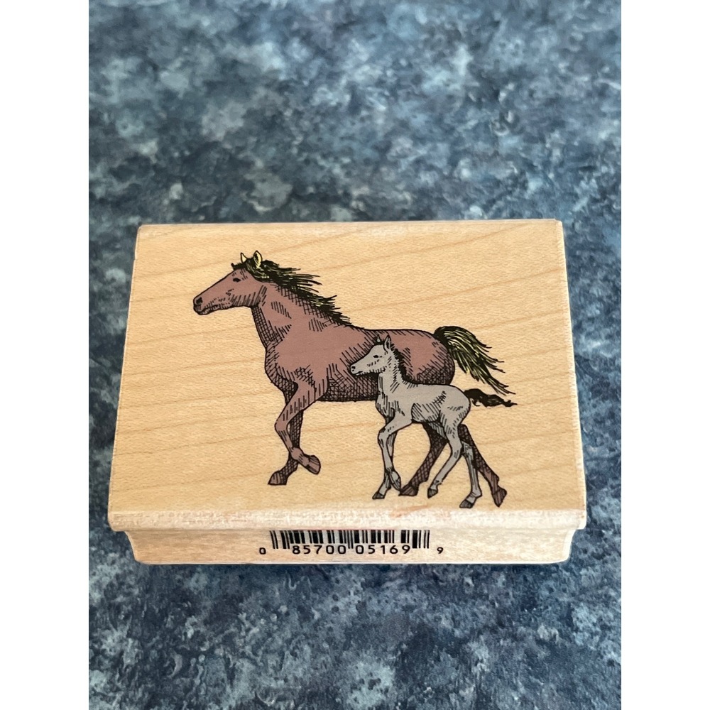 Hero Arts Racing The Wind Horse Mare and Foal Wood Mounted Rubber Stamp E169
